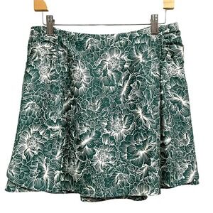Freely Skort Womens Large Green Floral‎ Pull-On Lined Athletic Stretch Pockets